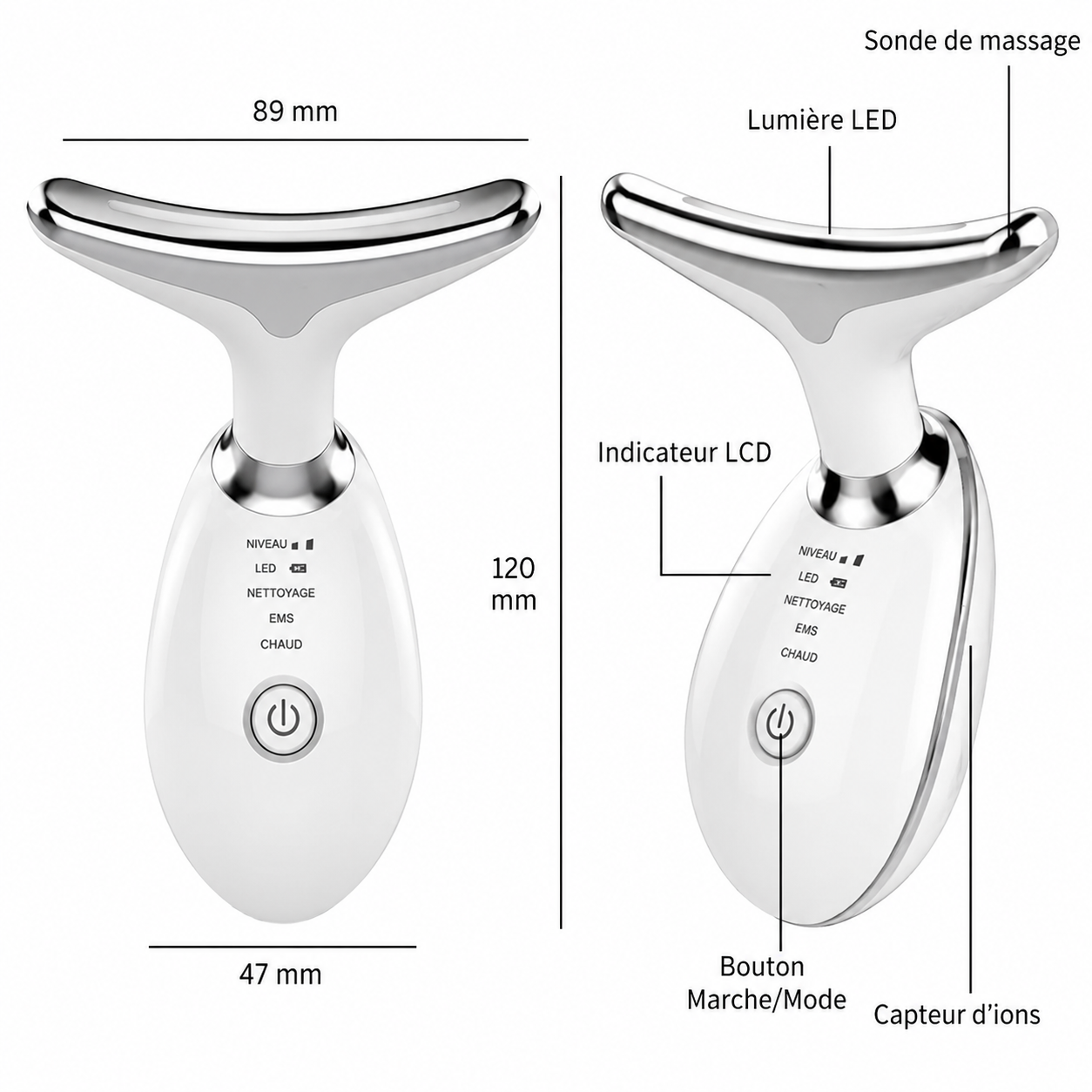 Appareil Lifting Visage & Cou — LED & EMS