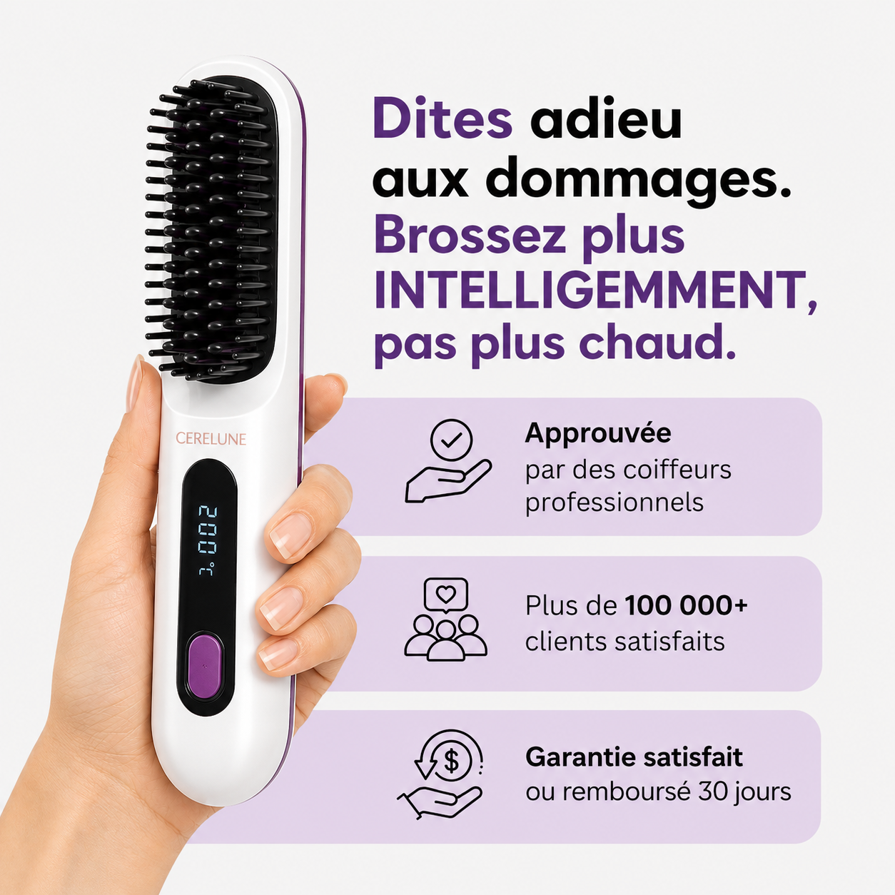 Lisséa™ — Brosse Lissante Sans Fil & Nomade