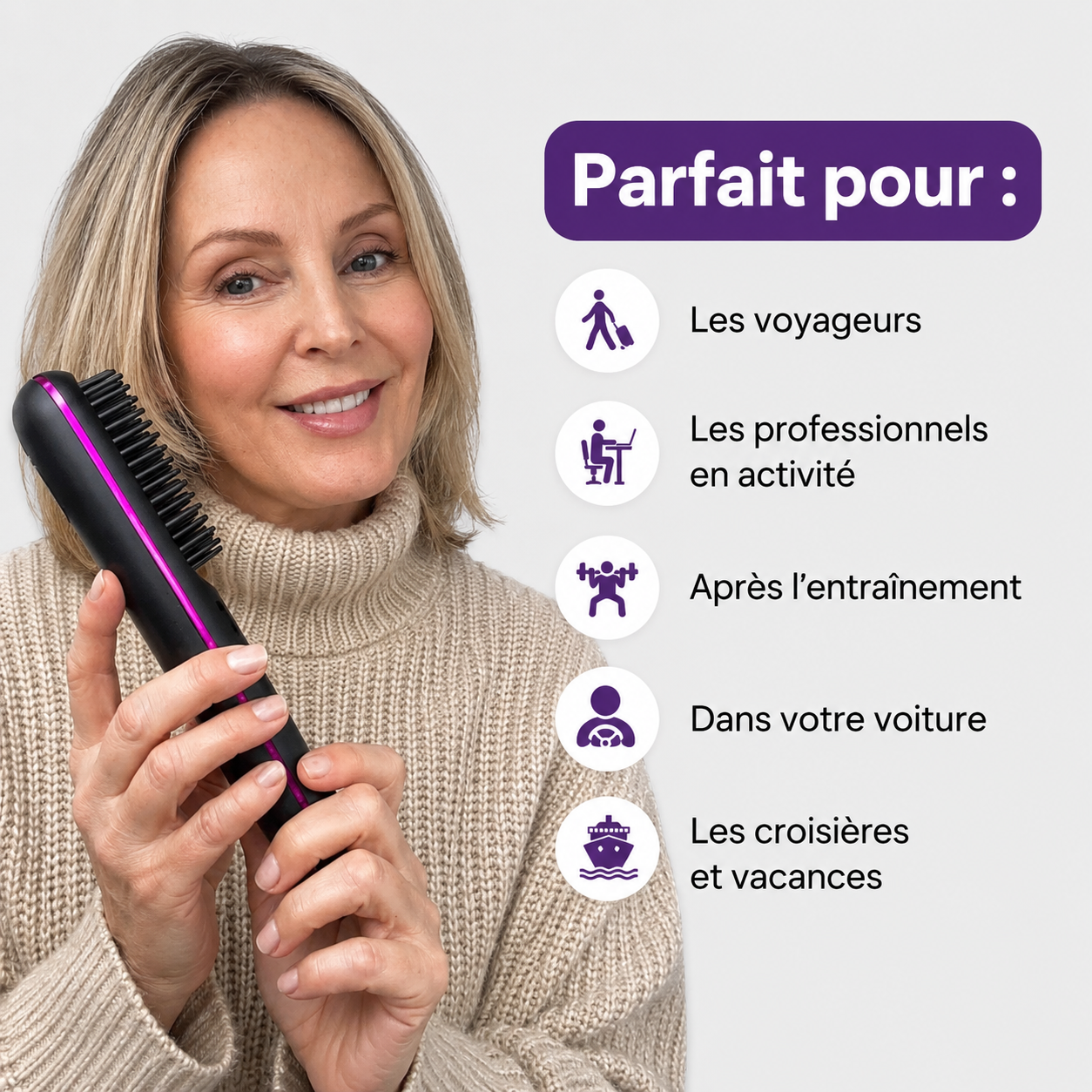 Lisséa™ — Brosse Lissante Sans Fil & Nomade