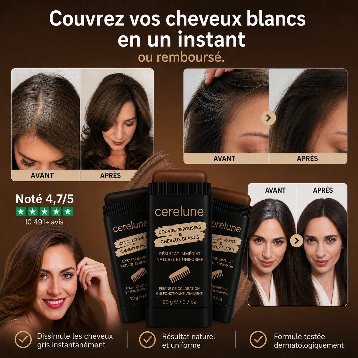 Stick Couvre-Racines — Cheveux Blancs & Repousses